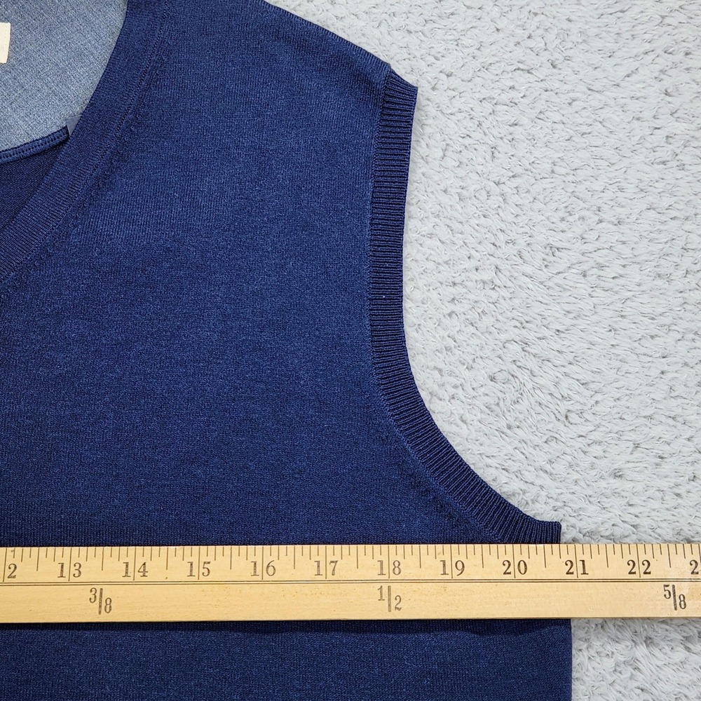 MCNEAL Sweater Vest Mens Large Blue V Neck Cotton Stretch Knit Pullover NEW - Picture 9 of 15